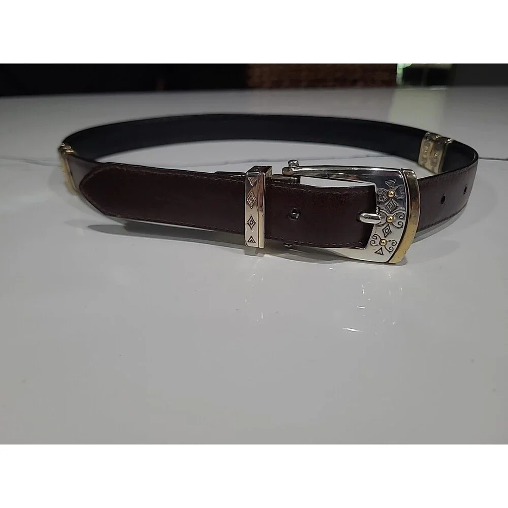 EUC Brighton Leather Belt Reversible Brown & Black #B40139 Size M30 white bin